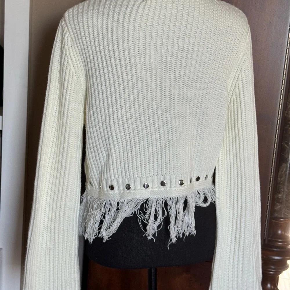 Lulus Ivory Ribbed Knit Fringe Sweater - Picture 3 of 11